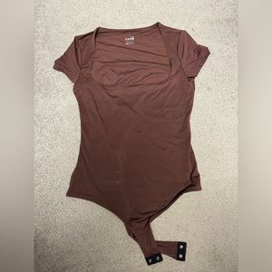 NWOT Brown square neck bodysuit